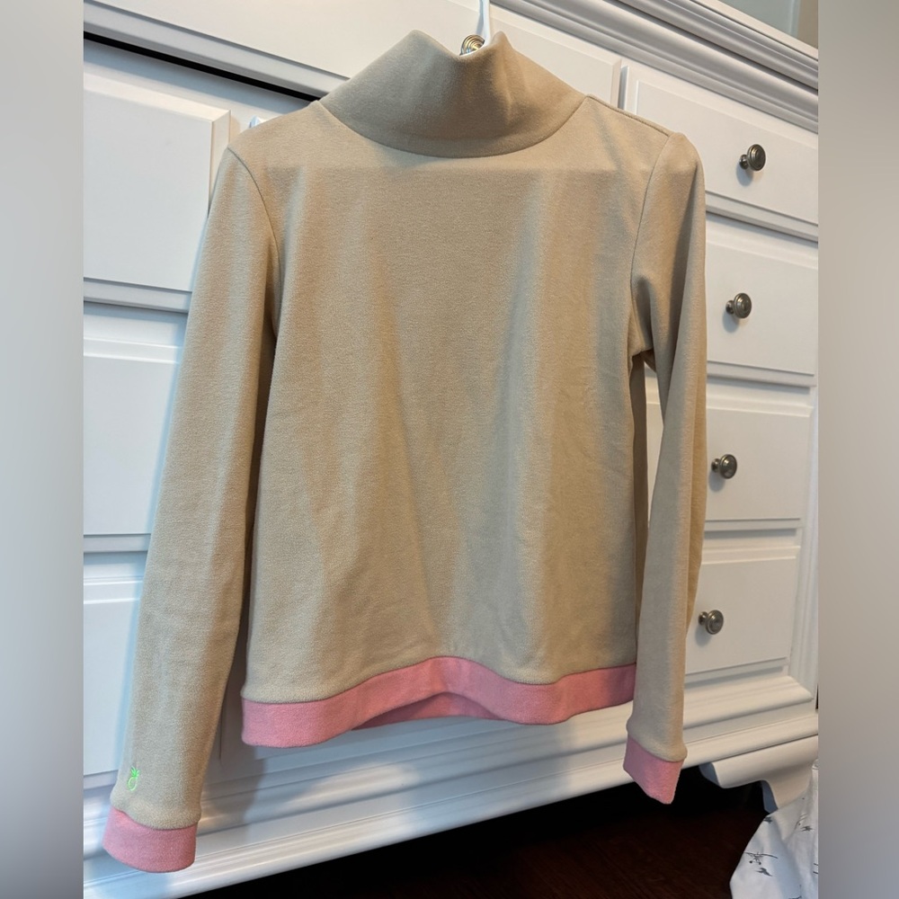 Dudley Stephens Beige and Pink Turtleneck Sweater